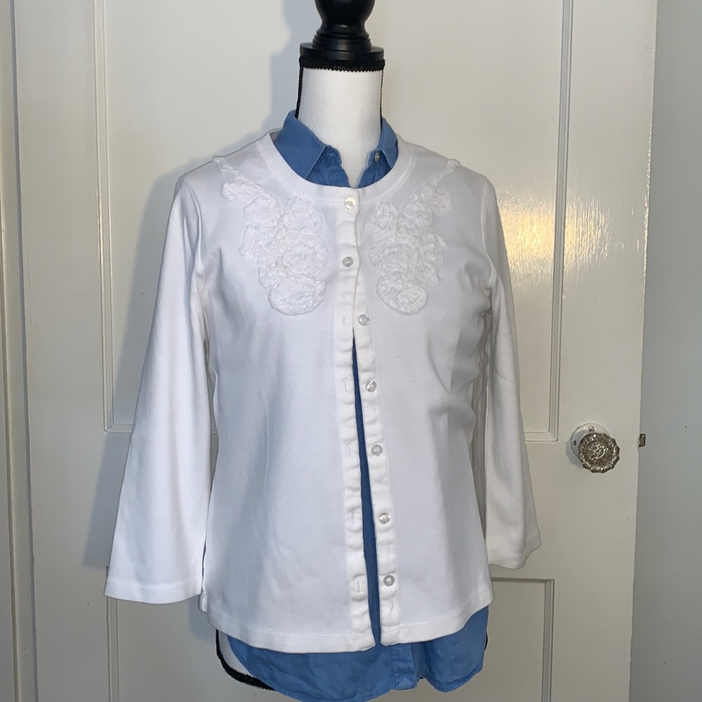 rafaella Cardigan White Embellished Soft Size L